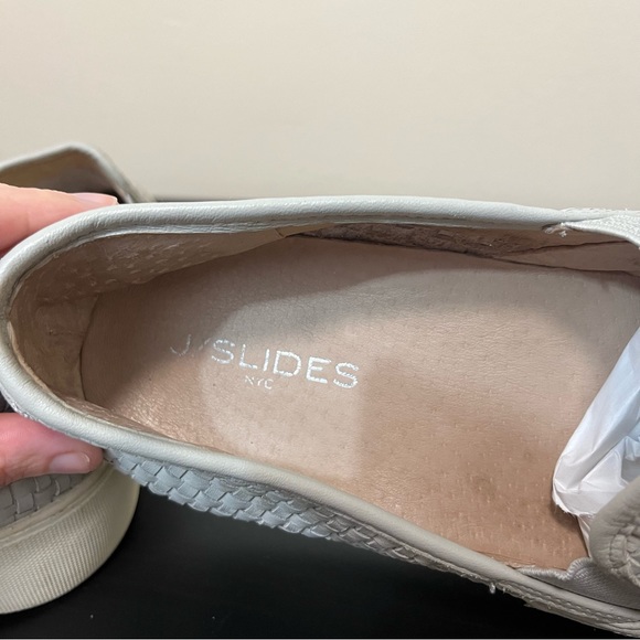 J Slides Justine Basket Weave Leather Slip On Sneakers - Picture 11 of 13